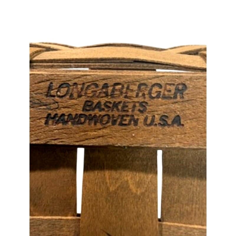 1984 Vintage Longaberger Gathering Basket Swing Handle Handwoven USA Signed 11x8 - Thumbnail 7