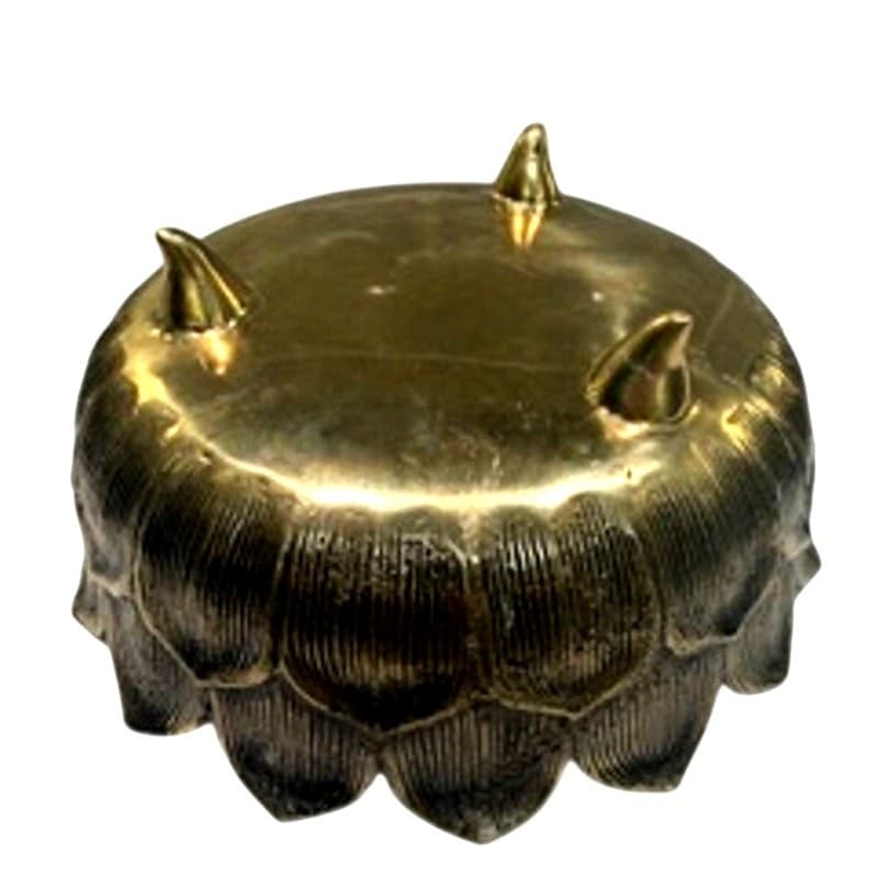 Brass Lotus Flower Vintage Bowl Footed Centerpiece Asian Hollywood Regency 10" - Thumbnail 2