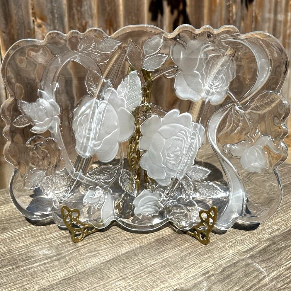 Studio Nova/Mikasa Retired 1999 Winter Rose Divided Frosted Embossed Platter - Thumbnail 6