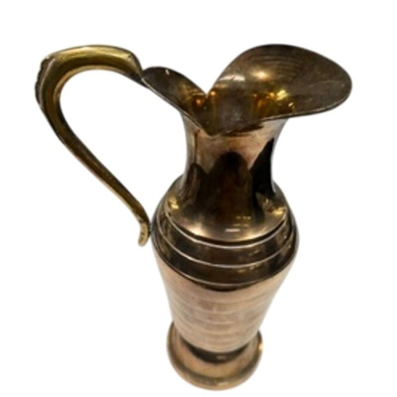 Vintage Solid Brass Ewer Pitcher Vase 12.5" Tall Made in India Decorative - Thumbnail 4