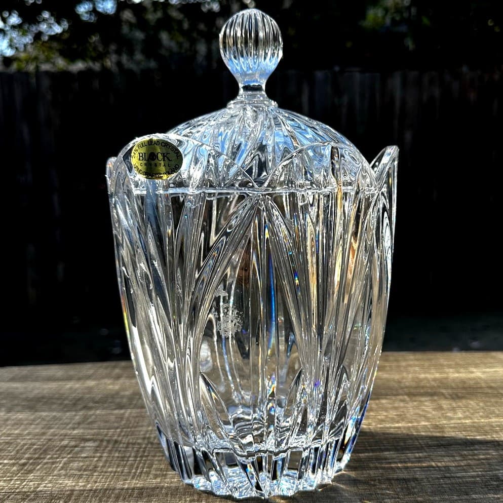 Block Crystal Poland Handcrafted 24% Lead Crystal Biscuit Barrel or Ice Bucket - Thumbnail 3