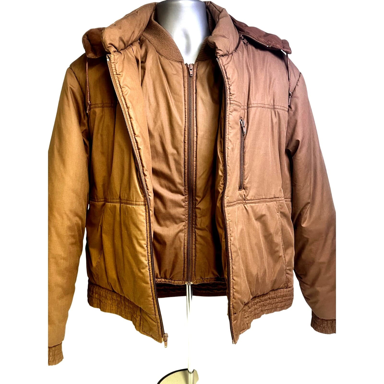 Aberdeen Men's Vintage 1980's-90's Winter Weather Parka Zip Coat Removable Hood - Thumbnail 4