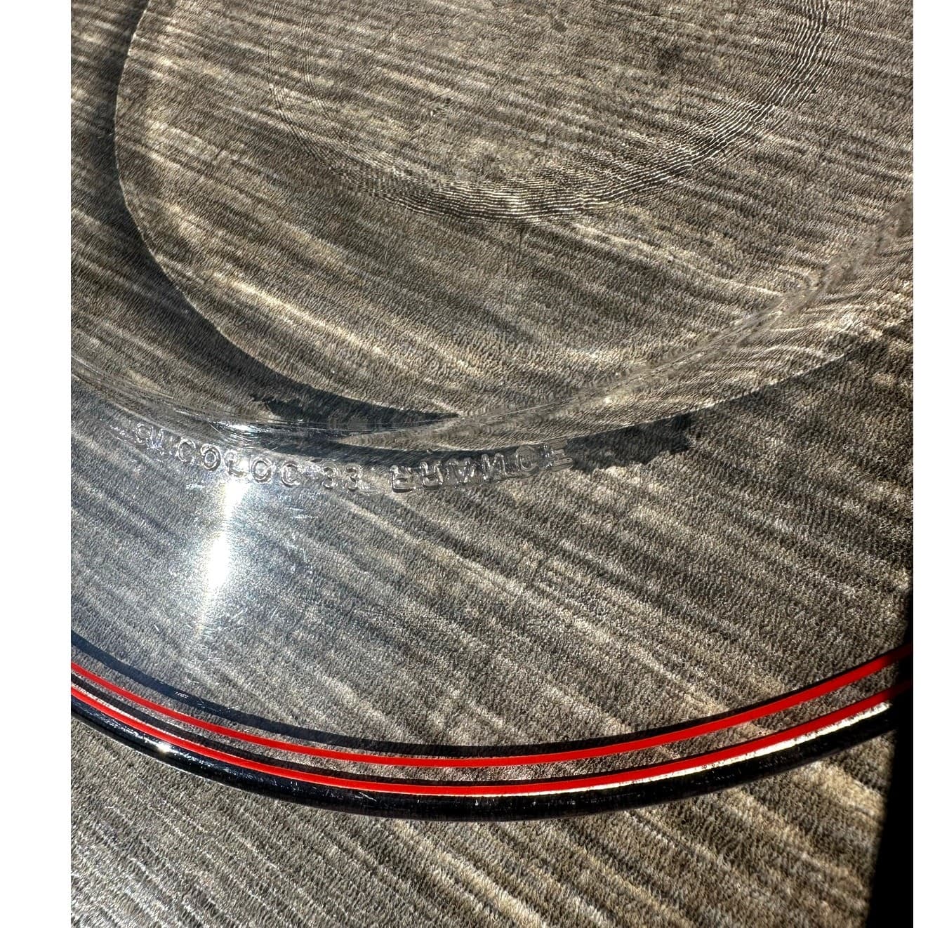 Arcoroc France Mid-Century Retro Clear 9" Round Red Band Luncheon Plate-Set of 4 - Thumbnail 2