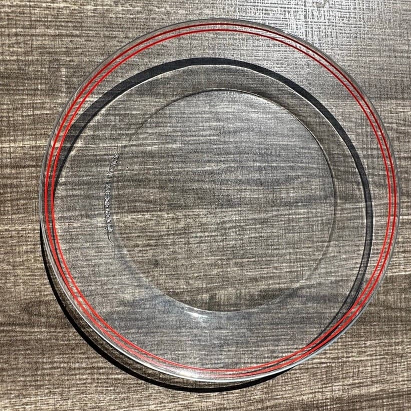 Arcoroc France Mid-Century Retro Clear 9" Round Red Band Luncheon Plate-Set of 4 - Thumbnail 5