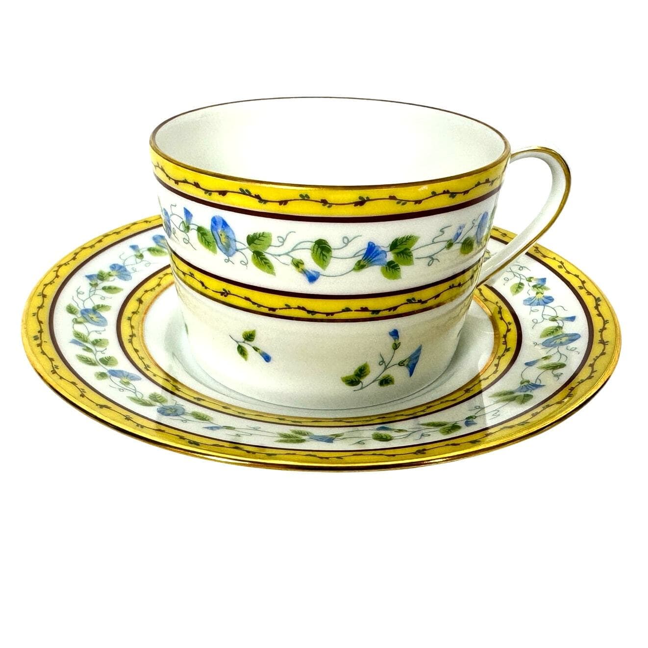 Raynaud Ceralene Limoges Morning Glory Spray Cup and Saucer Set(s)-France-Mint!