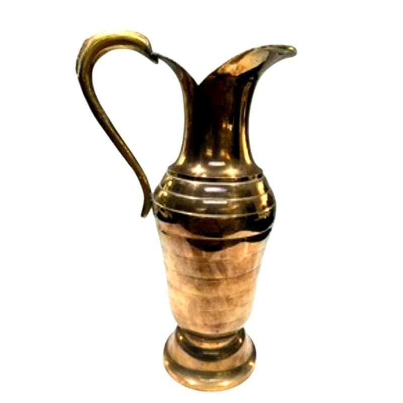 Vintage Solid Brass Ewer Pitcher Vase 12.5" Tall Made in India Decorative - Thumbnail 2
