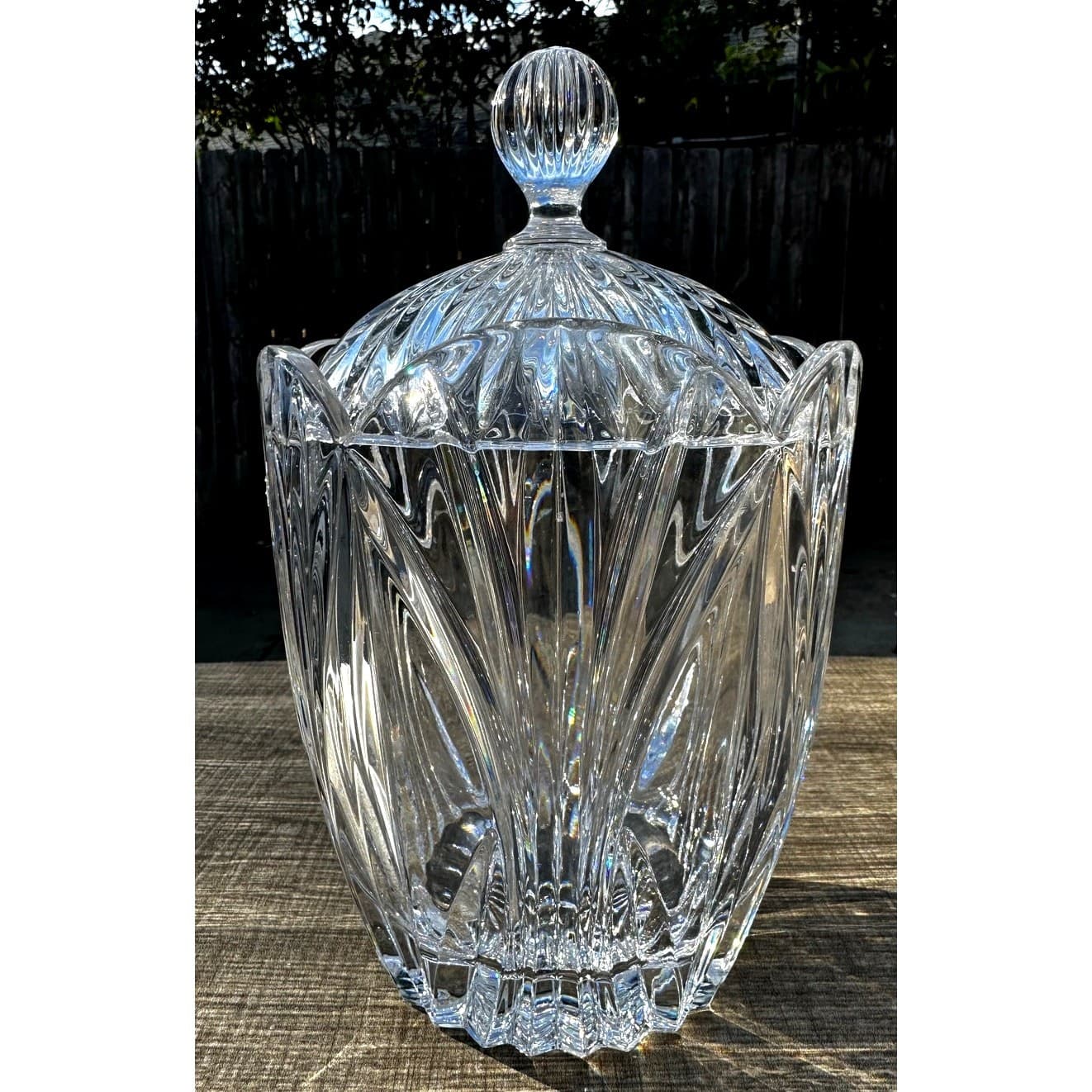 Block Crystal Poland Handcrafted 24% Lead Crystal Biscuit Barrel or Ice Bucket - Thumbnail 5