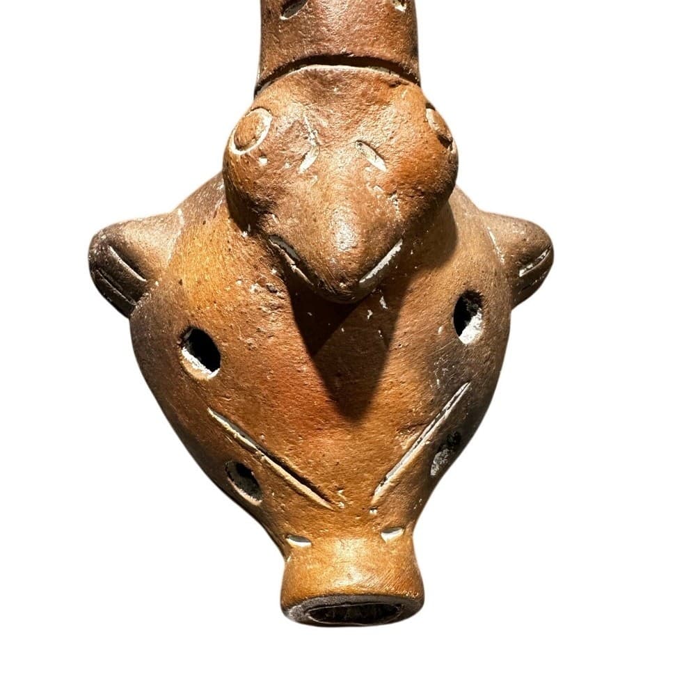 Pre-Columbian Style Bird Effigy Ocarina Pottery Flute Whistle-Pottery Art - Thumbnail 2