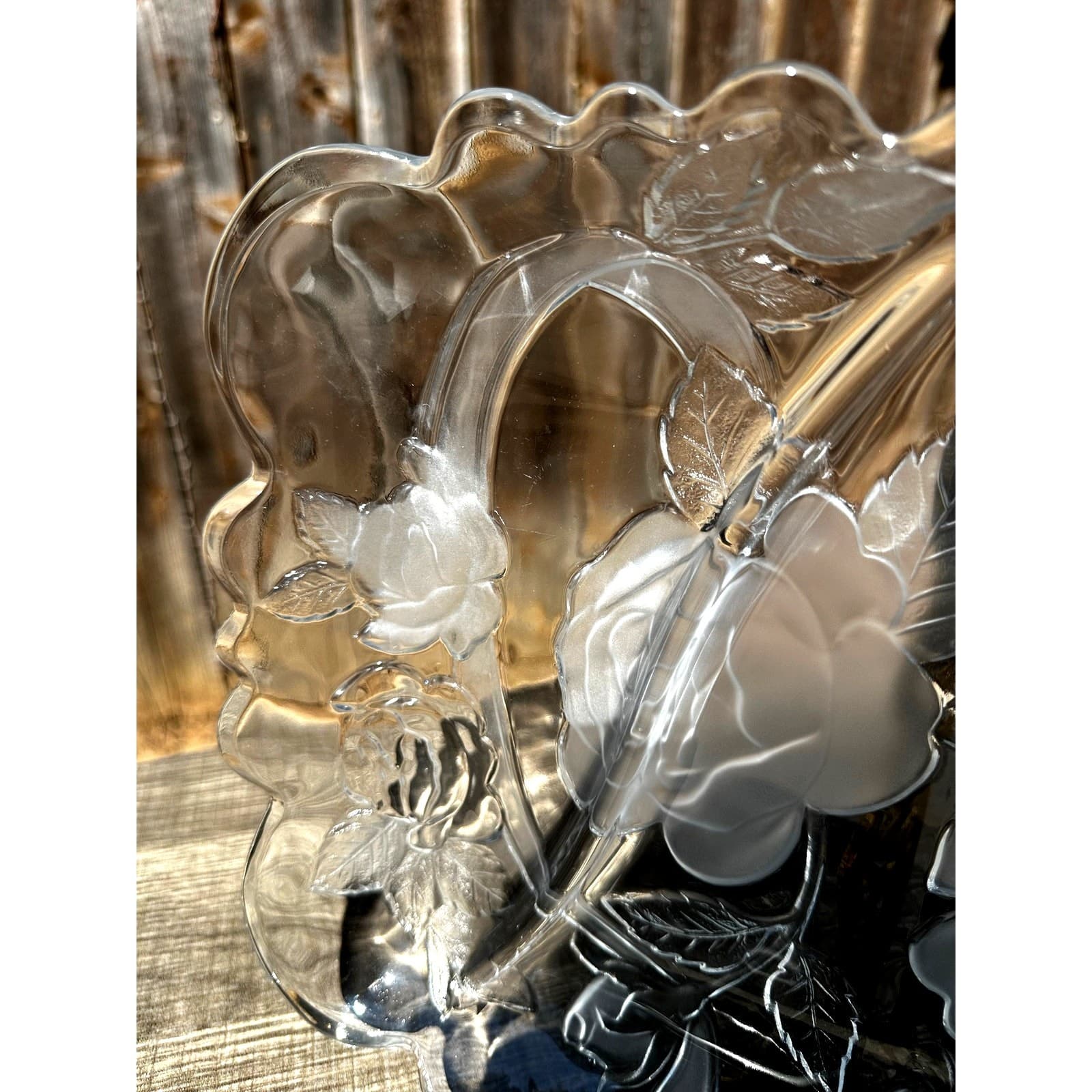 Studio Nova/Mikasa Retired 1999 Winter Rose Divided Frosted Embossed Platter - Thumbnail 2