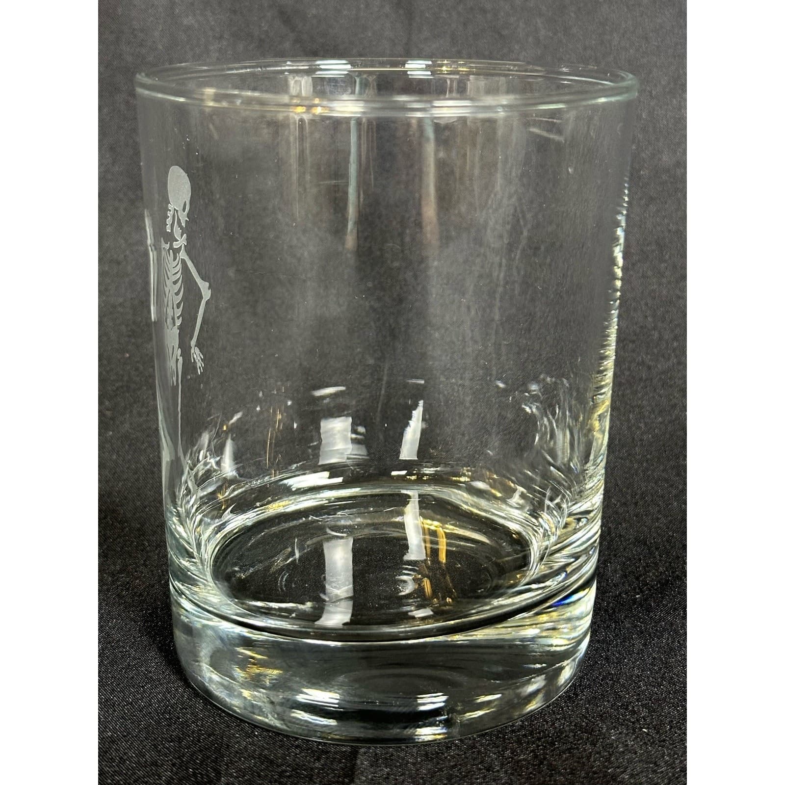 Skeleton Eched Double Old-Fashioned Glass Halloween Excellent Condition - Thumbnail 2