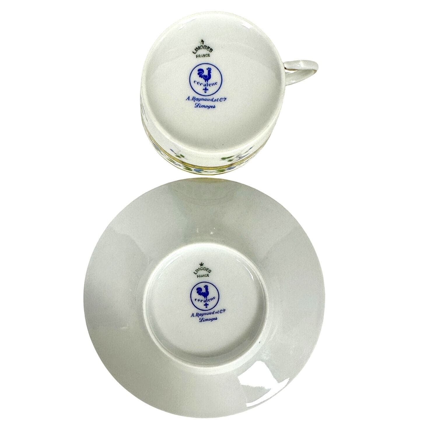 Raynaud Ceralene Limoges Morning Glory Spray Cup and Saucer Set(s)-France-Mint! - Thumbnail 5
