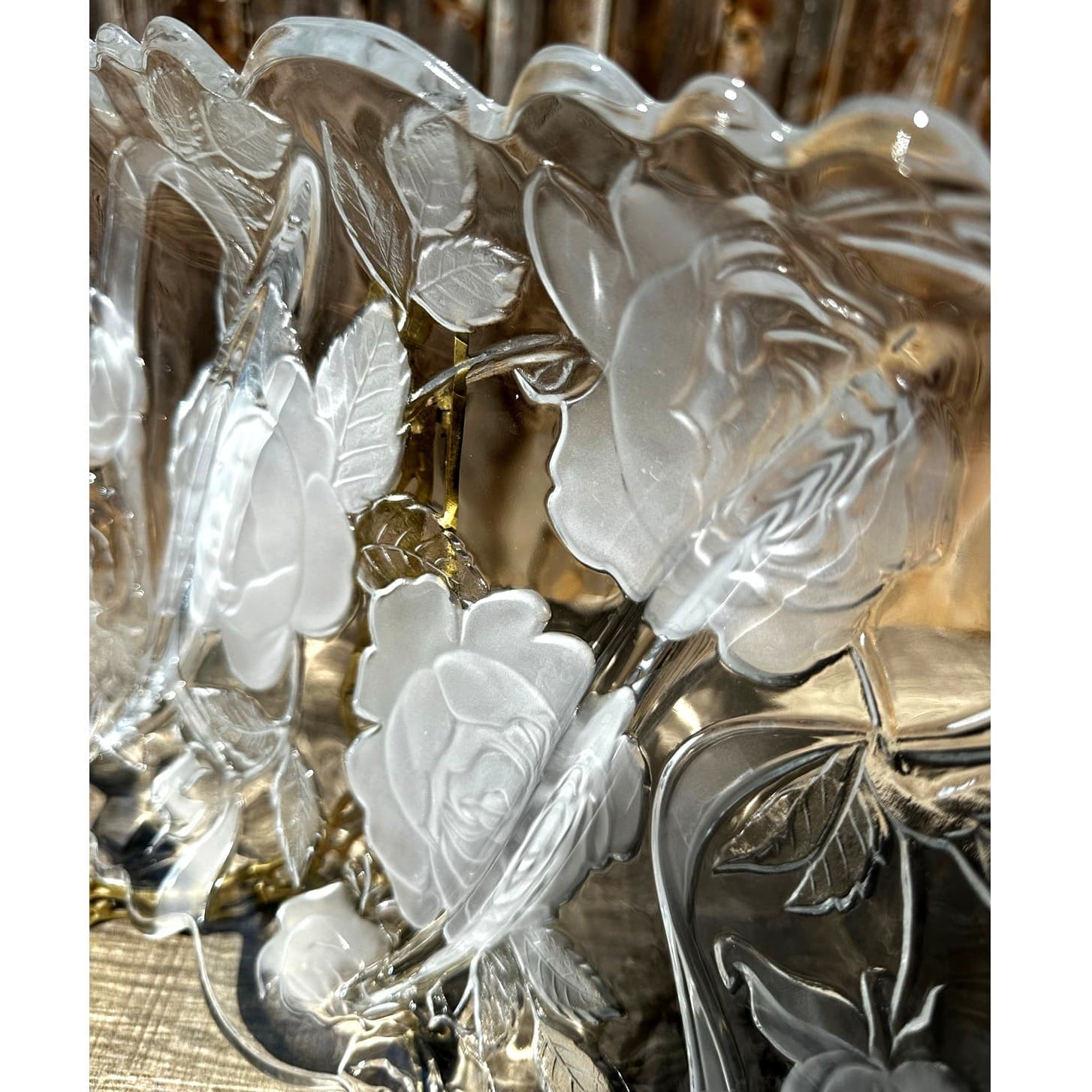 Studio Nova/Mikasa Retired 1999 Winter Rose Divided Frosted Embossed Platter - Thumbnail 3