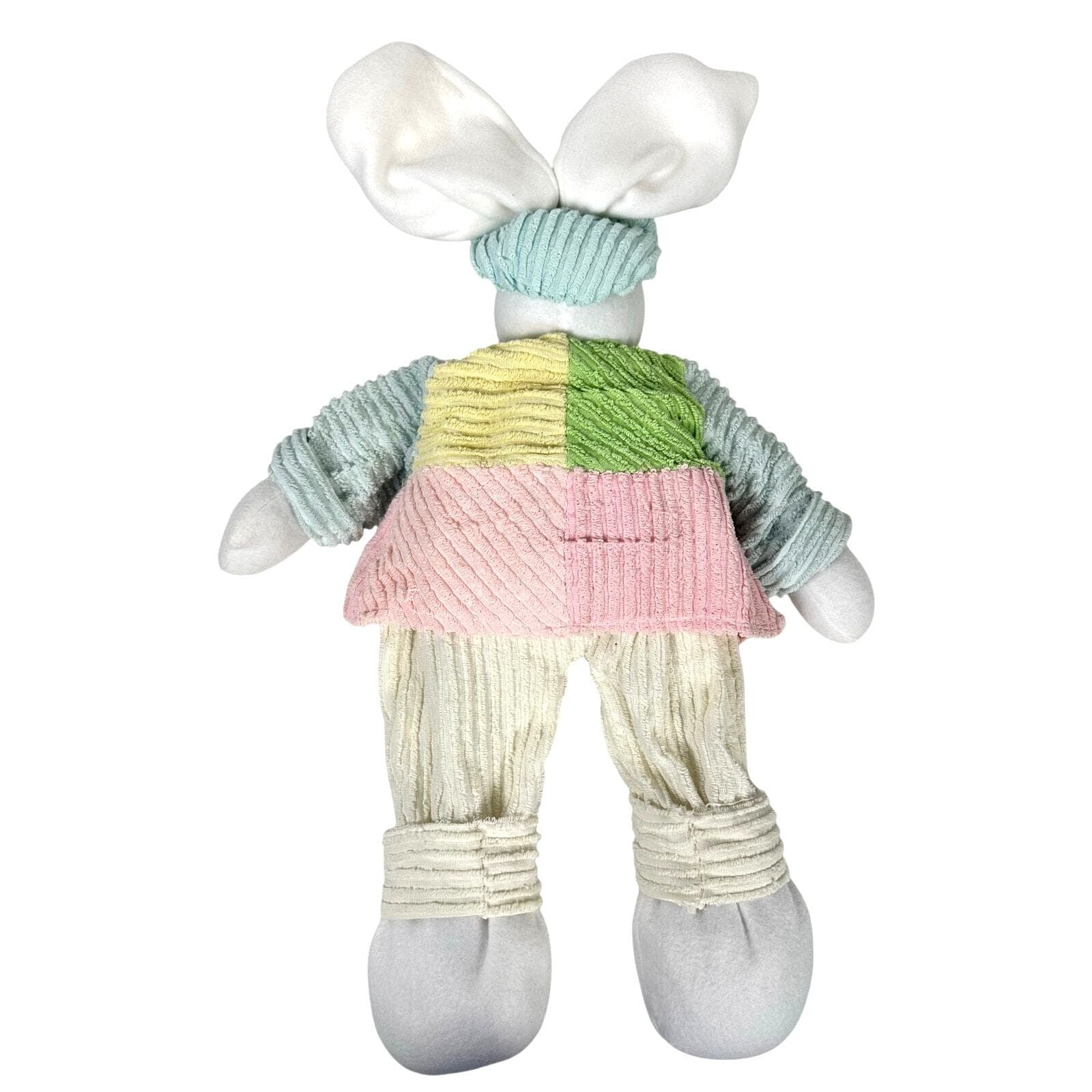 Chenille Stuffed Handmade Vintage Bunny in Multi-Pastel Sweater & Cap-Adorable! - Thumbnail 8