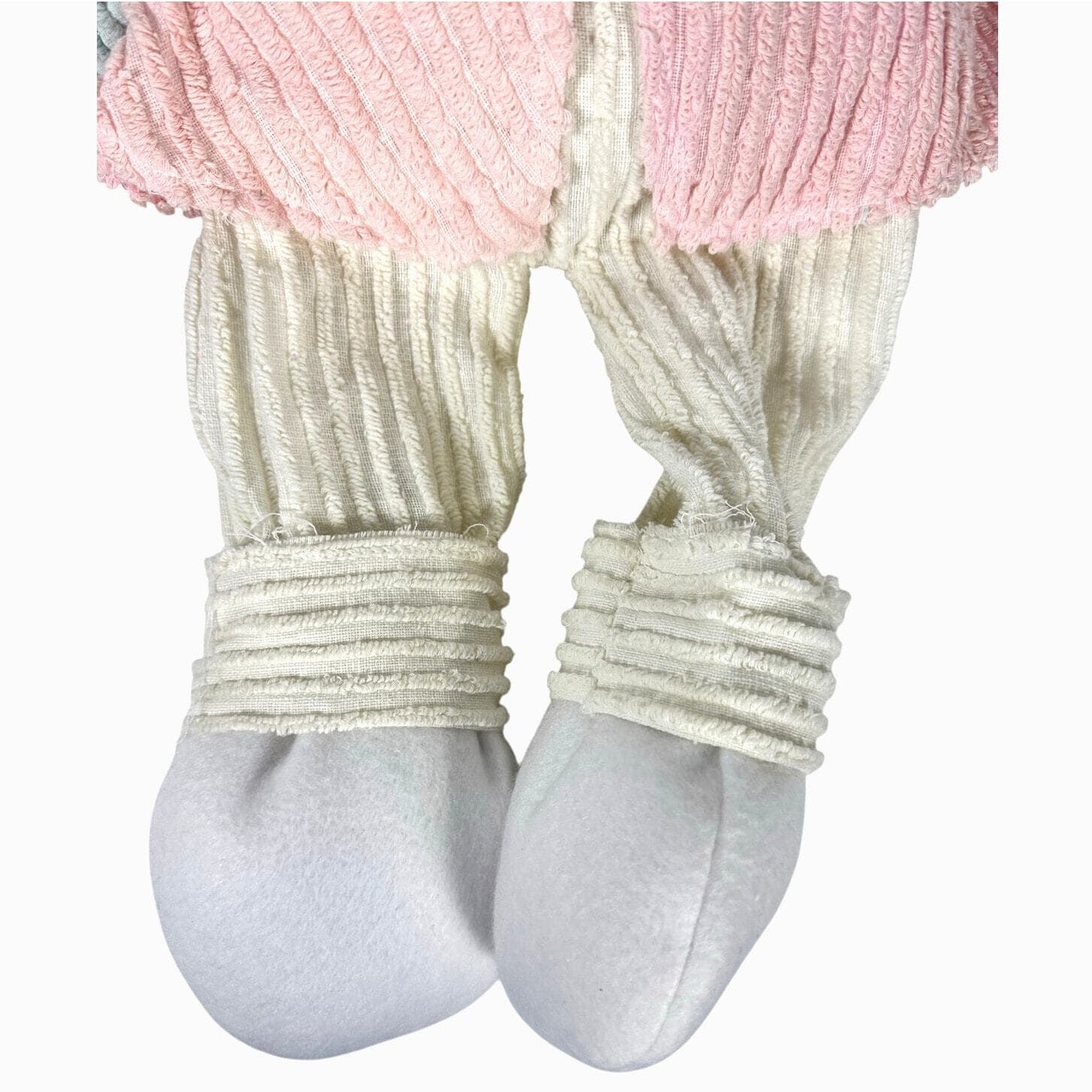 Chenille Stuffed Handmade Vintage Bunny in Multi-Pastel Sweater & Cap-Adorable! - Thumbnail 6
