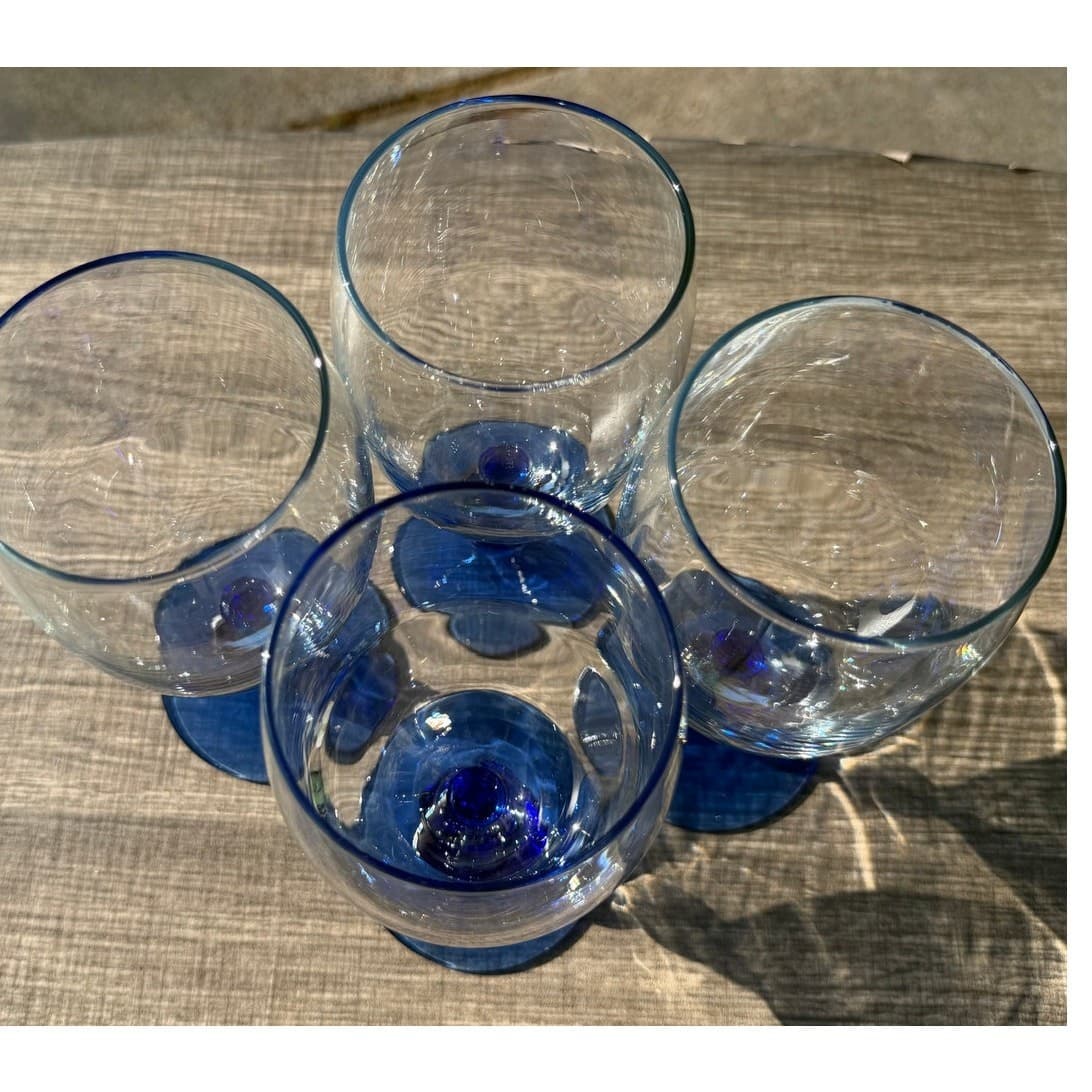 Libbey Retired 2006-2009 Metropolis Blue Stem 7.25" Iced Tea Glasses-Set of 4 - Thumbnail 4