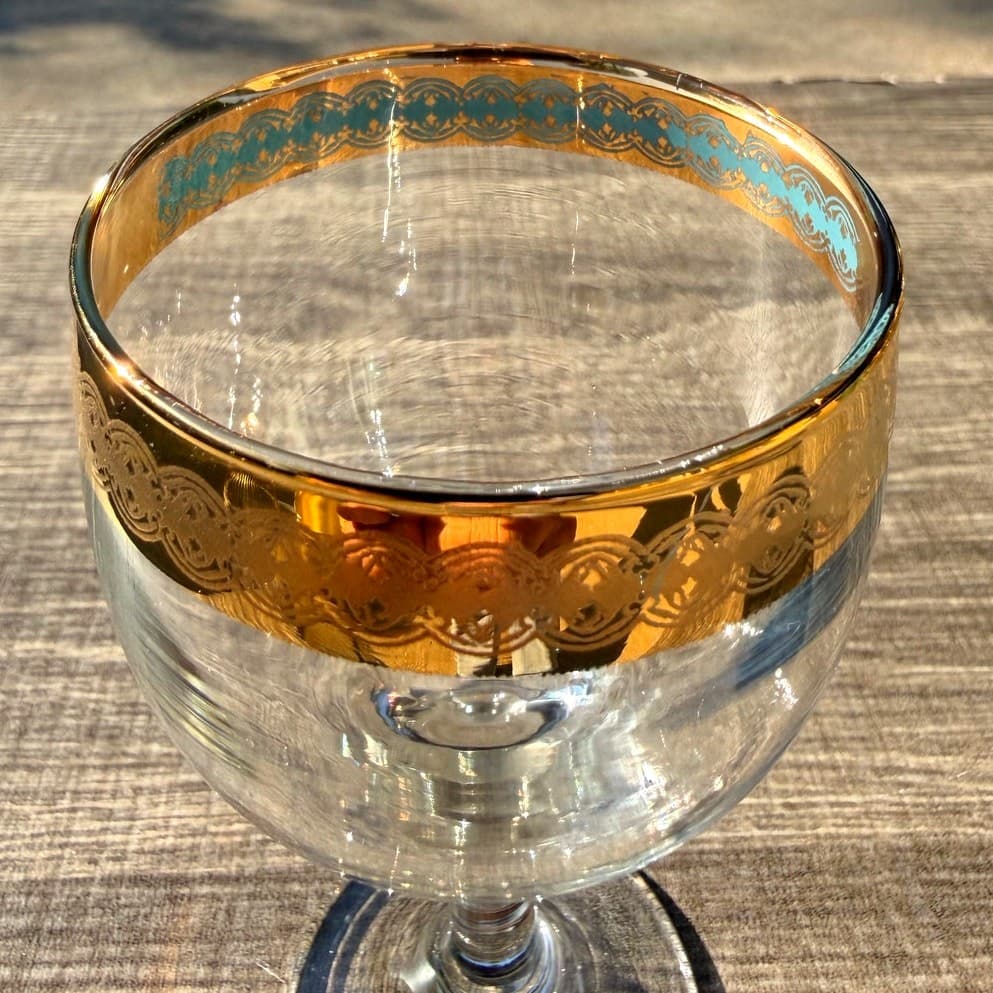 Moroccan Style MCM Gold Encrusted/Blue Motif 5.5" Stem Sherry Glasses-Set of 4 - Thumbnail 7