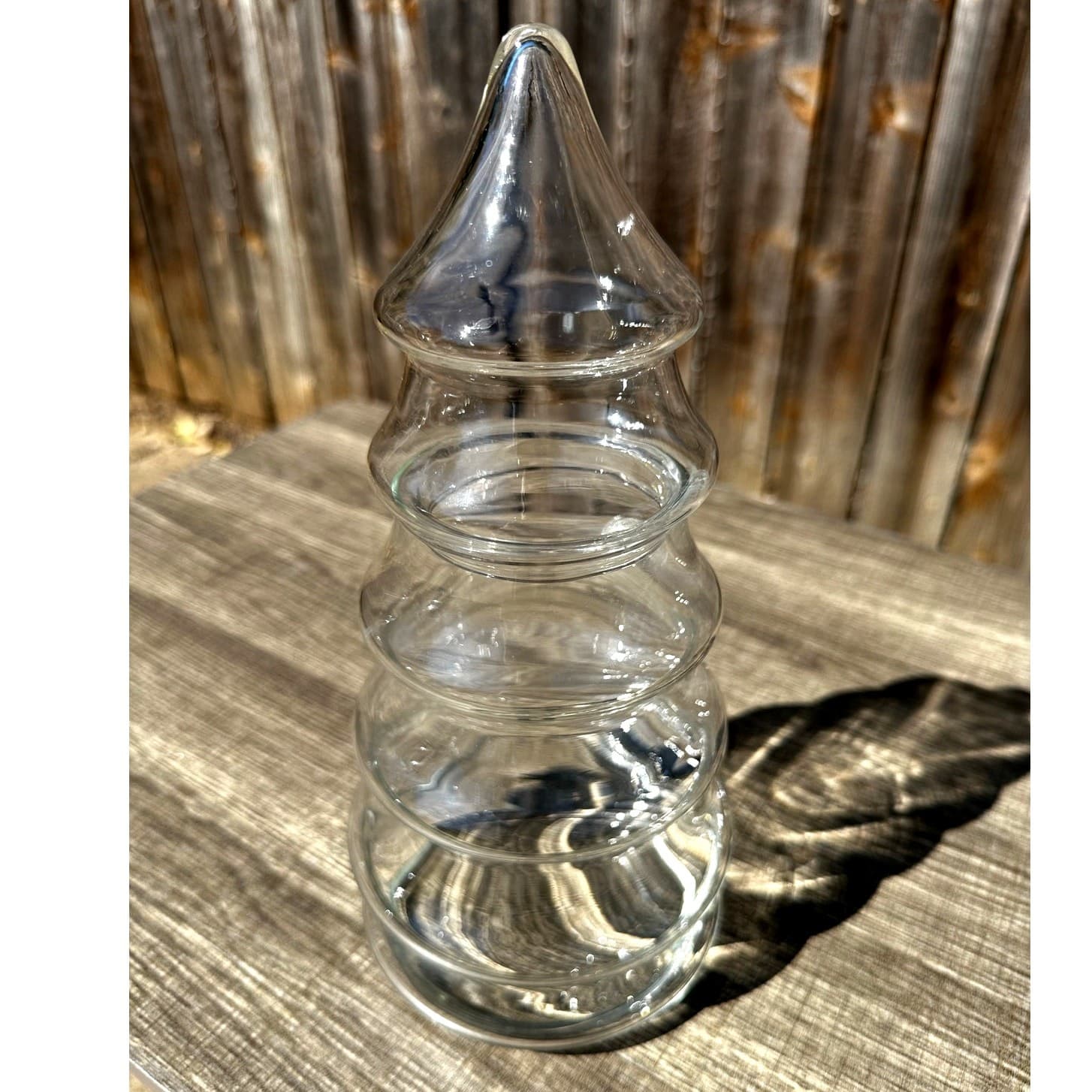 Clear Glass 11" Large Vintage 2-PC Christmas Tree Apothecary Candy Canister Jar - Thumbnail 5
