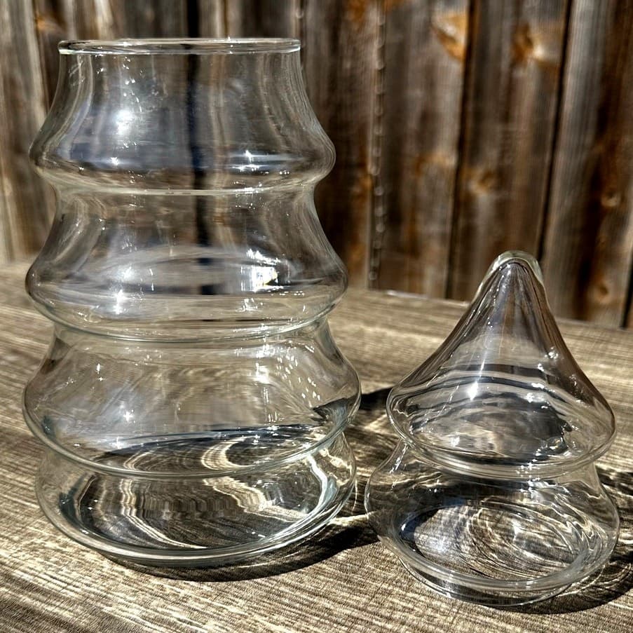 Clear Glass 11" Large Vintage 2-PC Christmas Tree Apothecary Candy Canister Jar - Thumbnail 2