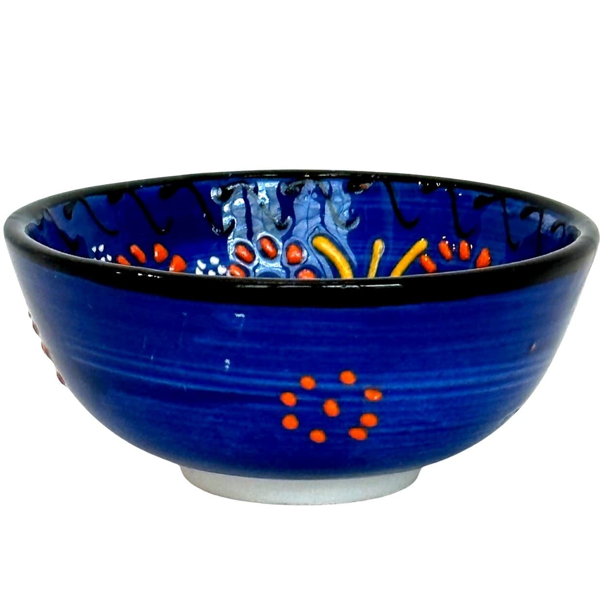 Turkish Handcrafted 3" Vibrant and Colorful Cobalt Blue Meze Dipping Bowl - Thumbnail 3