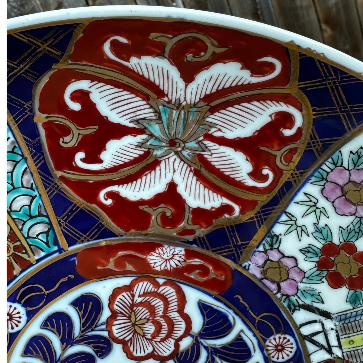 Japanese Vintage Imari Enameled Gilded 12" Porcelain Charger Plate-Excellent - Thumbnail 7