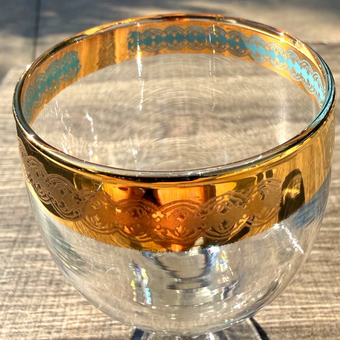 Moroccan Style MCM Gold Encrusted/Blue Motif 5.5" Stem Sherry Glasses-Set of 4 - Thumbnail 11