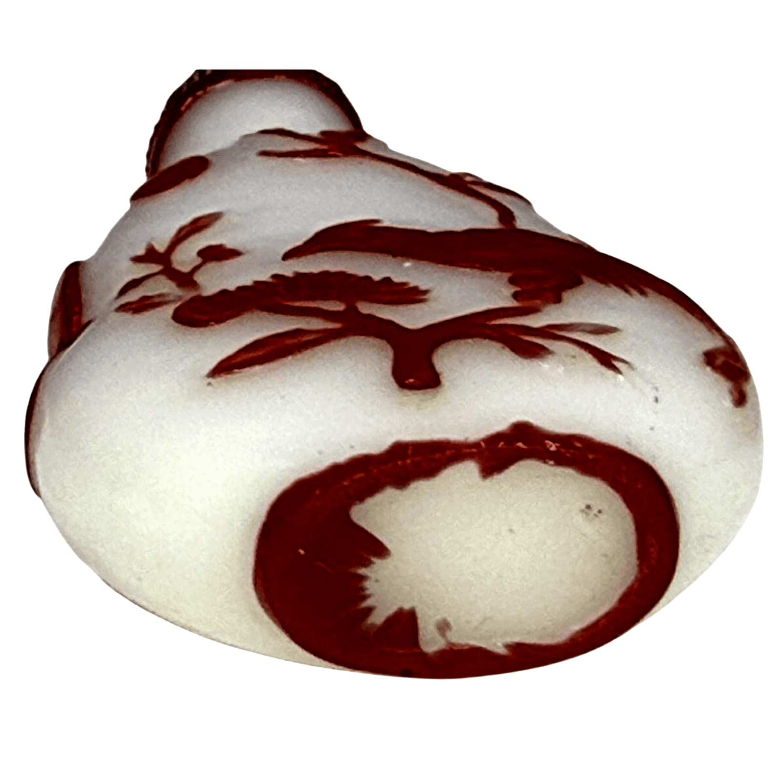 Vintage Chinese Milk Glass Snuff Jar Red Bird Floral Design Filigree Lid/Spoon - Thumbnail 6