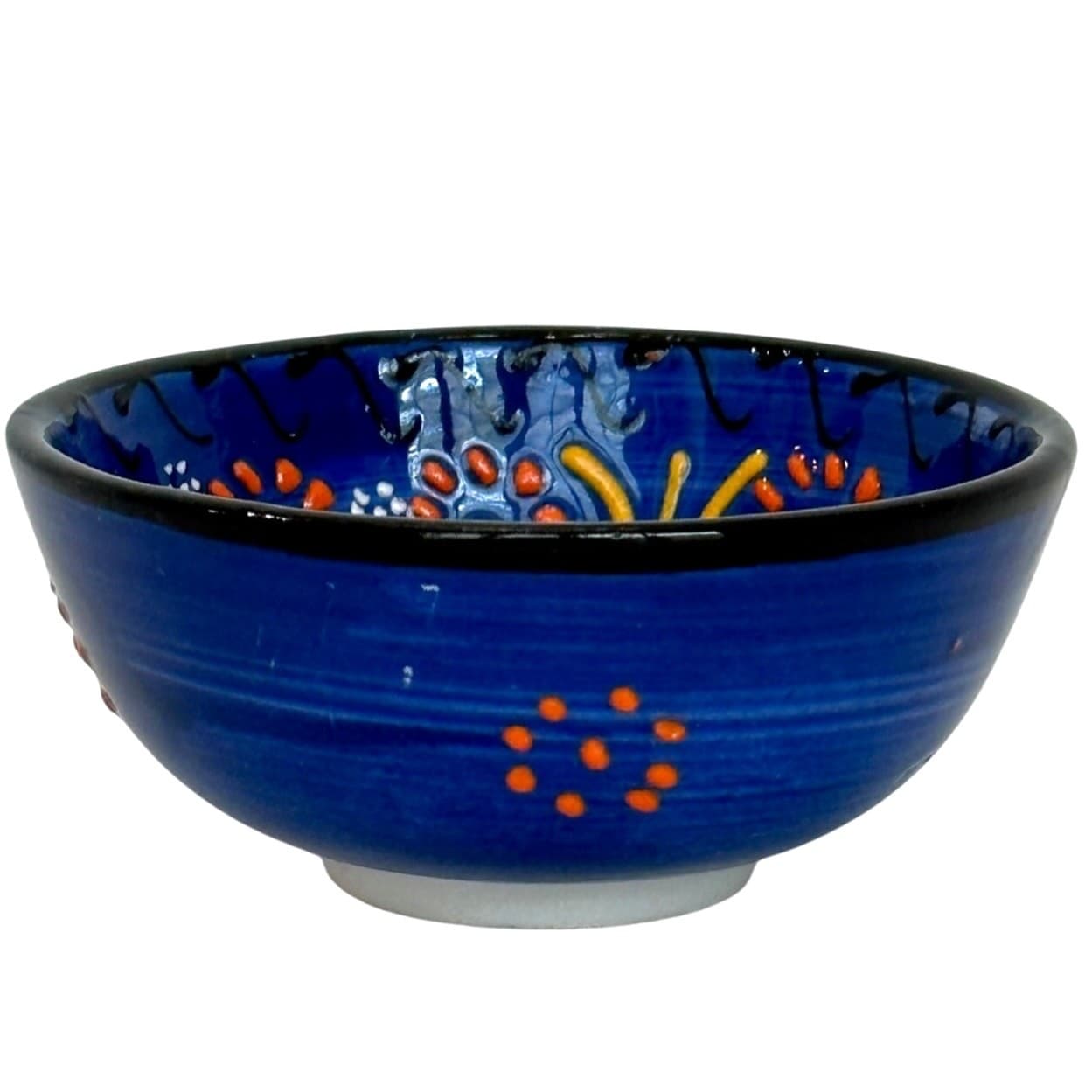 Turkish Handcrafted 3" Vibrant and Colorful Cobalt Blue Meze Dipping Bowl - Thumbnail 2