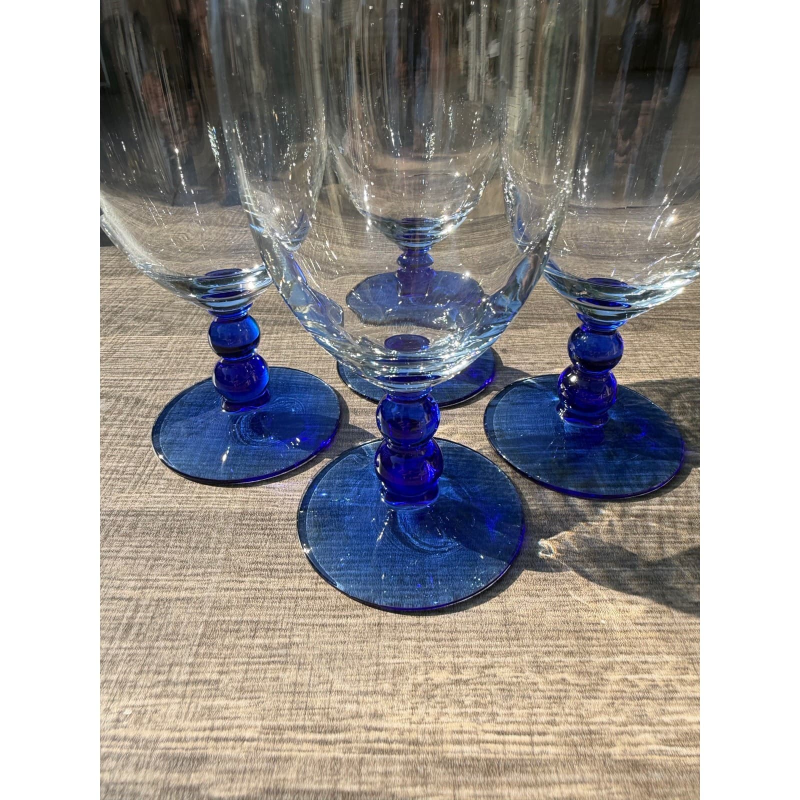 Libbey Retired 2006-2009 Metropolis Blue Stem 7.25" Iced Tea Glasses-Set of 4 - Thumbnail 3