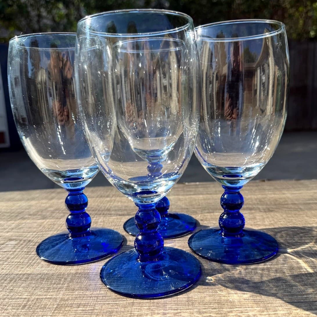 Libbey Retired 2006-2009 Metropolis Blue Stem 7.25" Iced Tea Glasses-Set of 4 - Thumbnail 7