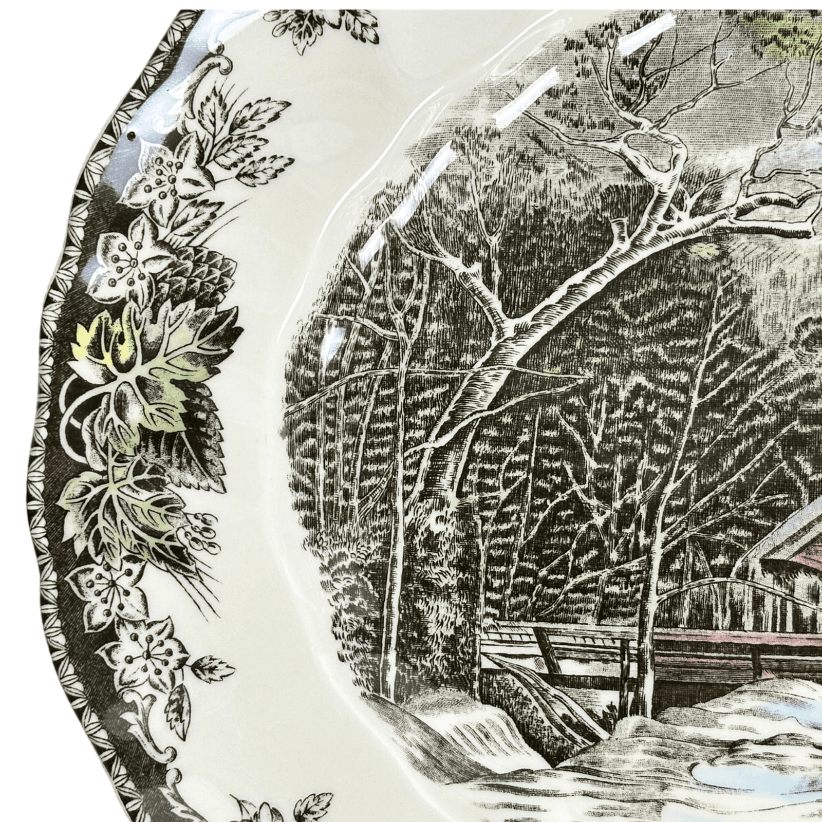 Johnson Bros England Friendly Village Covered Bridge 15.5" Oval Serving Platter - Thumbnail 3