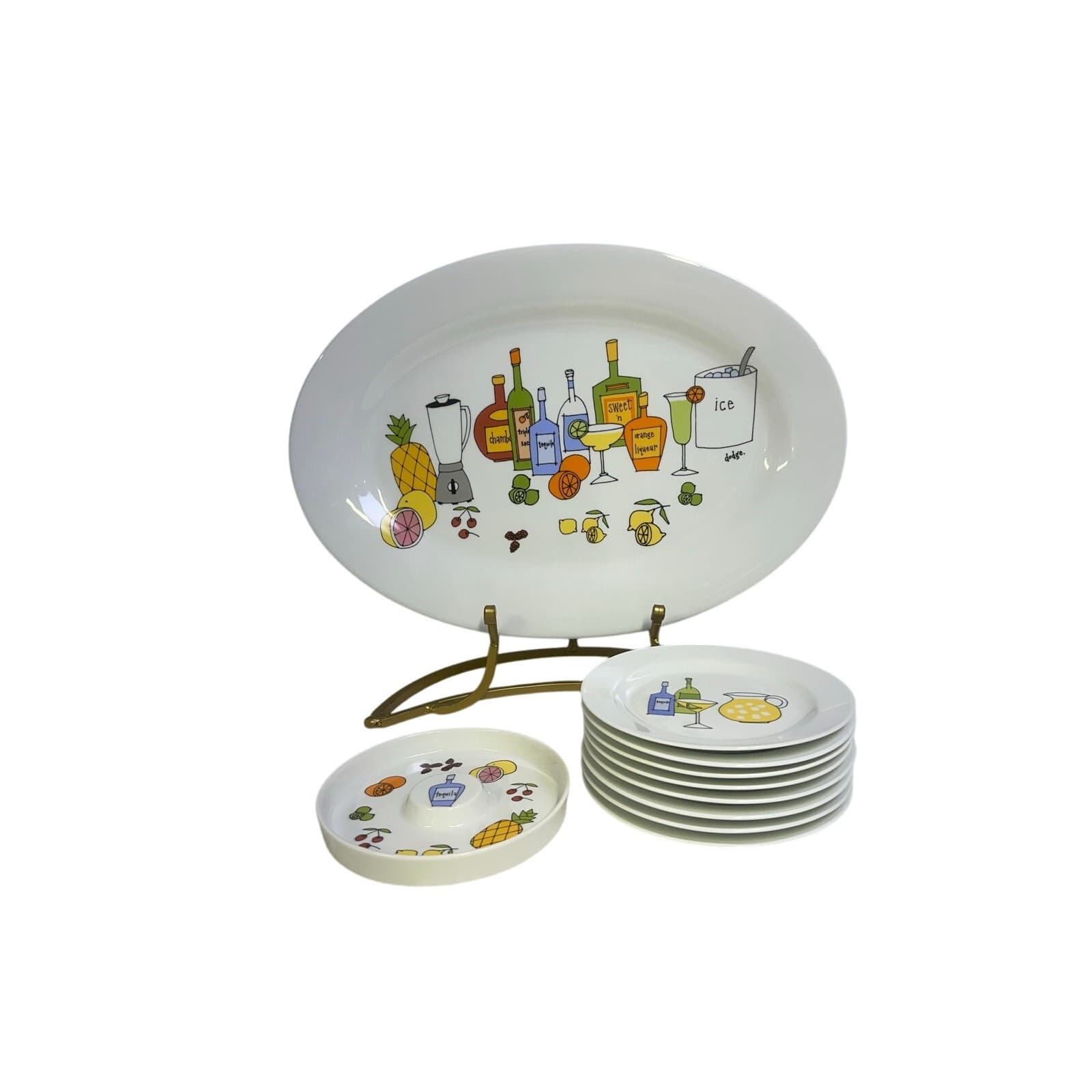 Margarita by Ursula Dodge 1970s Platter Salt Dish & 8 Appetizer Plate Set-Retro - Thumbnail 18