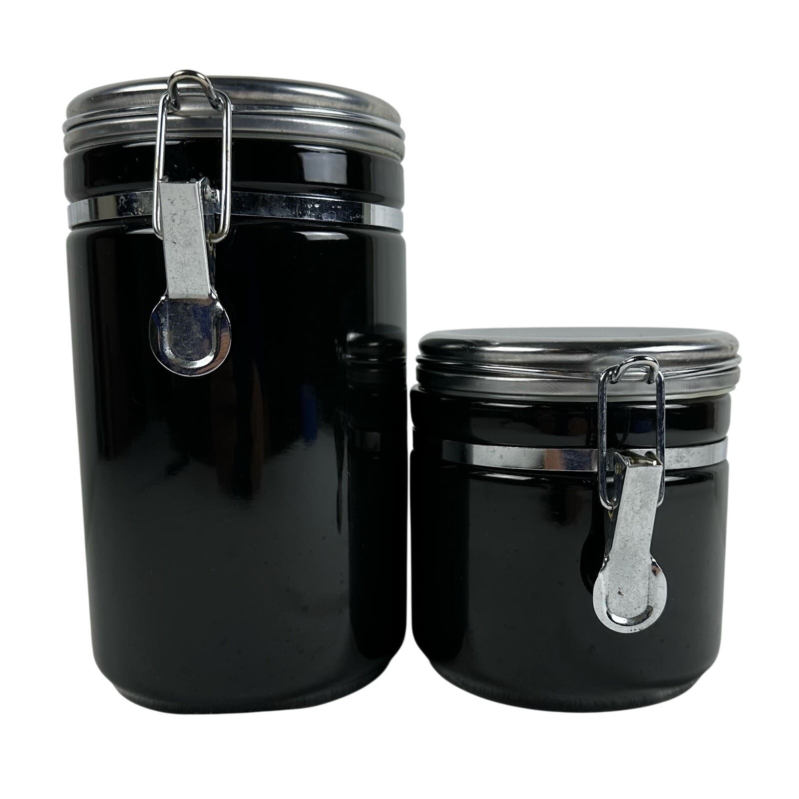 Alco Industries Black Ceramic Storage 8" & 5" Canisters Set of 2 - Thumbnail 2
