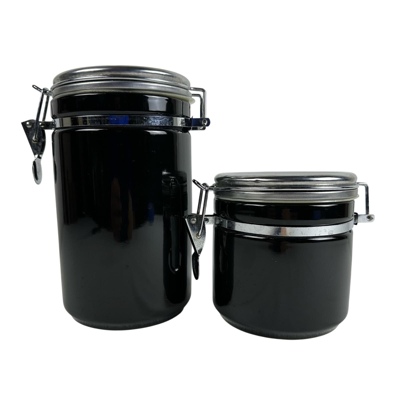 Alco Industries Black Ceramic Storage 8" & 5" Canisters Set of 2 - Thumbnail 3