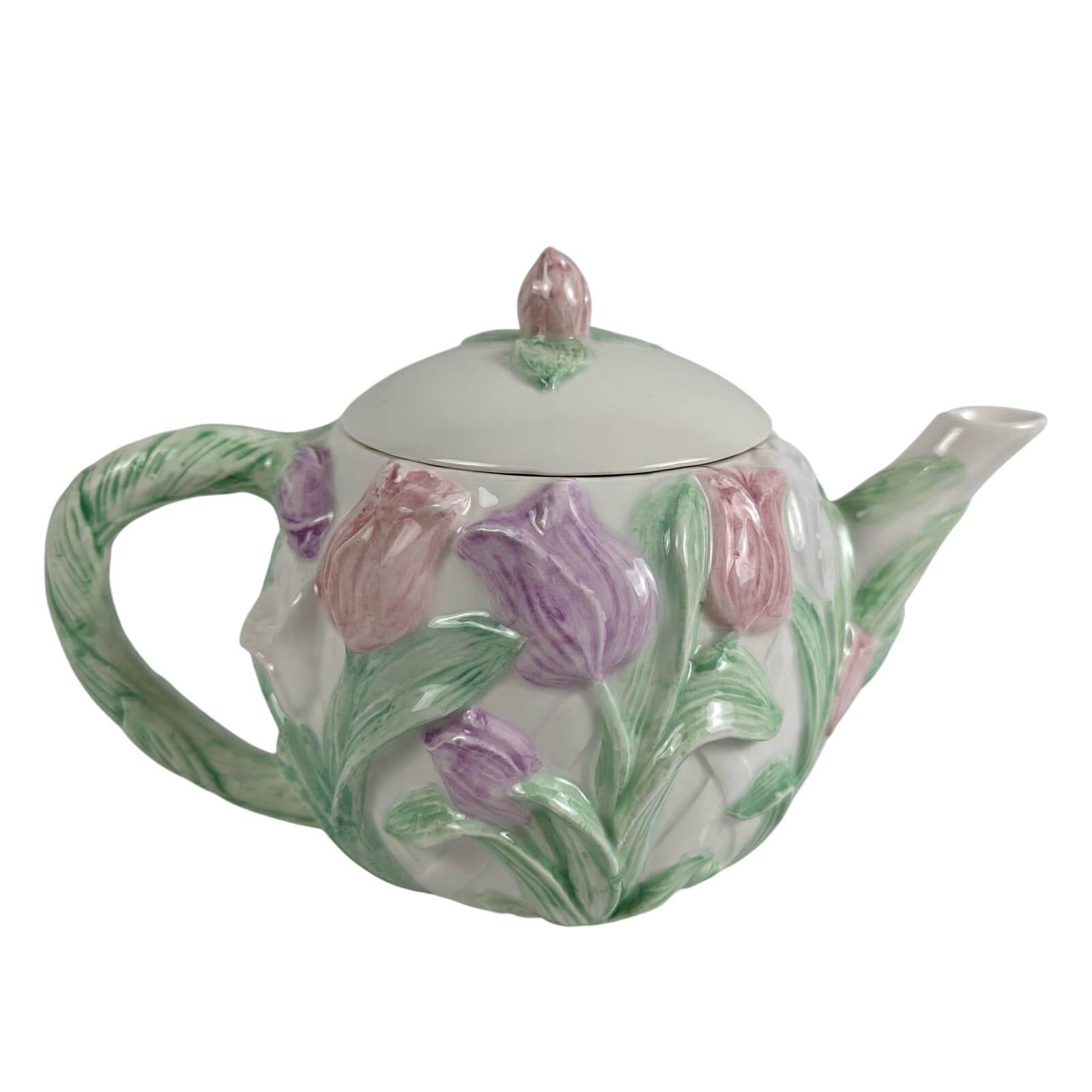 PAPEL Pink Tulip Teapot Sugar & Creamer 3 Piece Set - Thumbnail 4