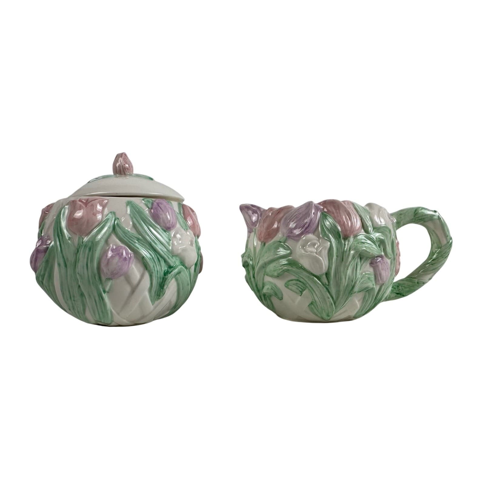 PAPEL Pink Tulip Teapot Sugar & Creamer 3 Piece Set - Thumbnail 10