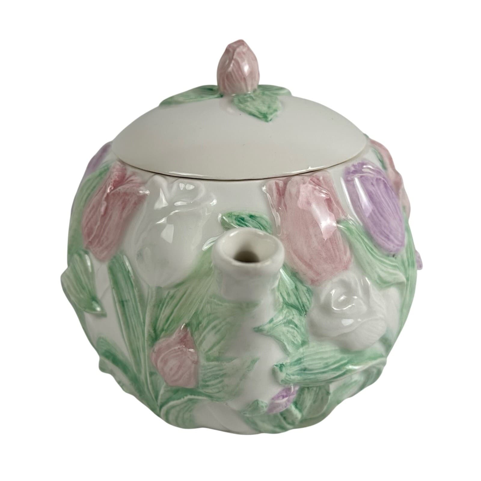 PAPEL Pink Tulip Teapot Sugar & Creamer 3 Piece Set - Thumbnail 5