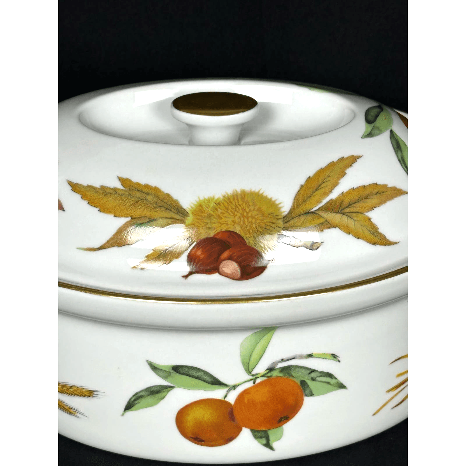 Royal Worcester EVESHAM Gold 2.5 QT Casserole with Lid England Vintage Retired - Thumbnail 5