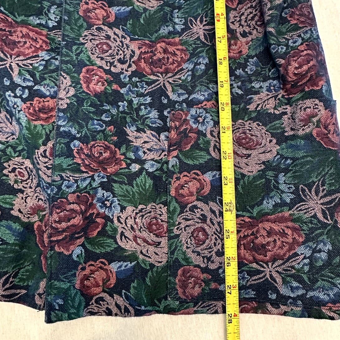 Handmade Floral Print Denim Dark Cabbage Rose Woman’s Jacket Very Good Condition - Thumbnail 9