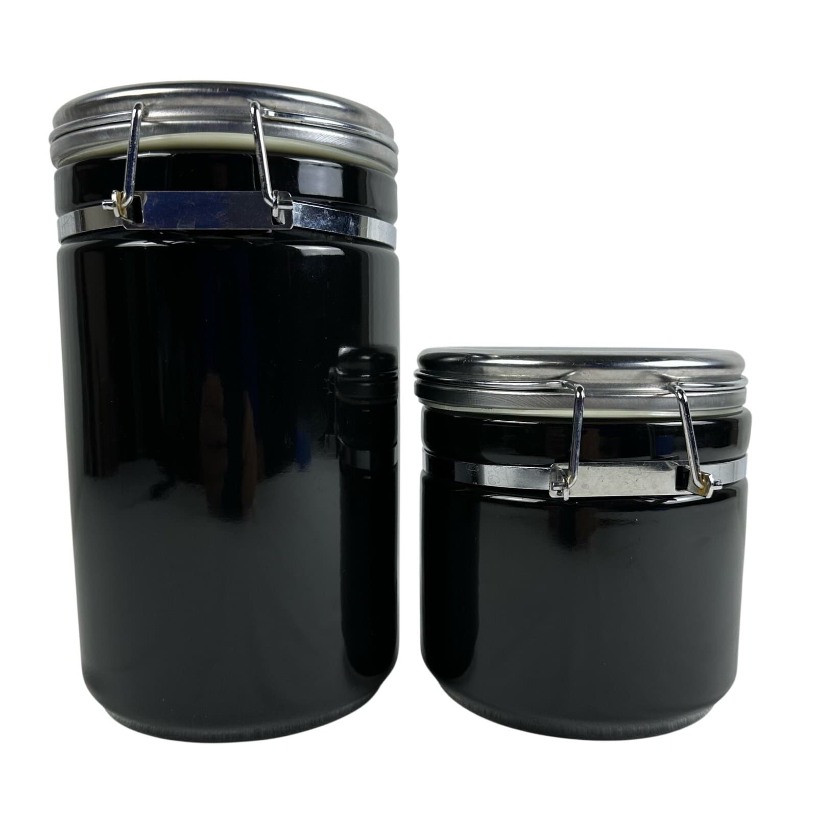 Alco Industries Black Ceramic Storage 8" & 5" Canisters Set of 2 - Thumbnail 4