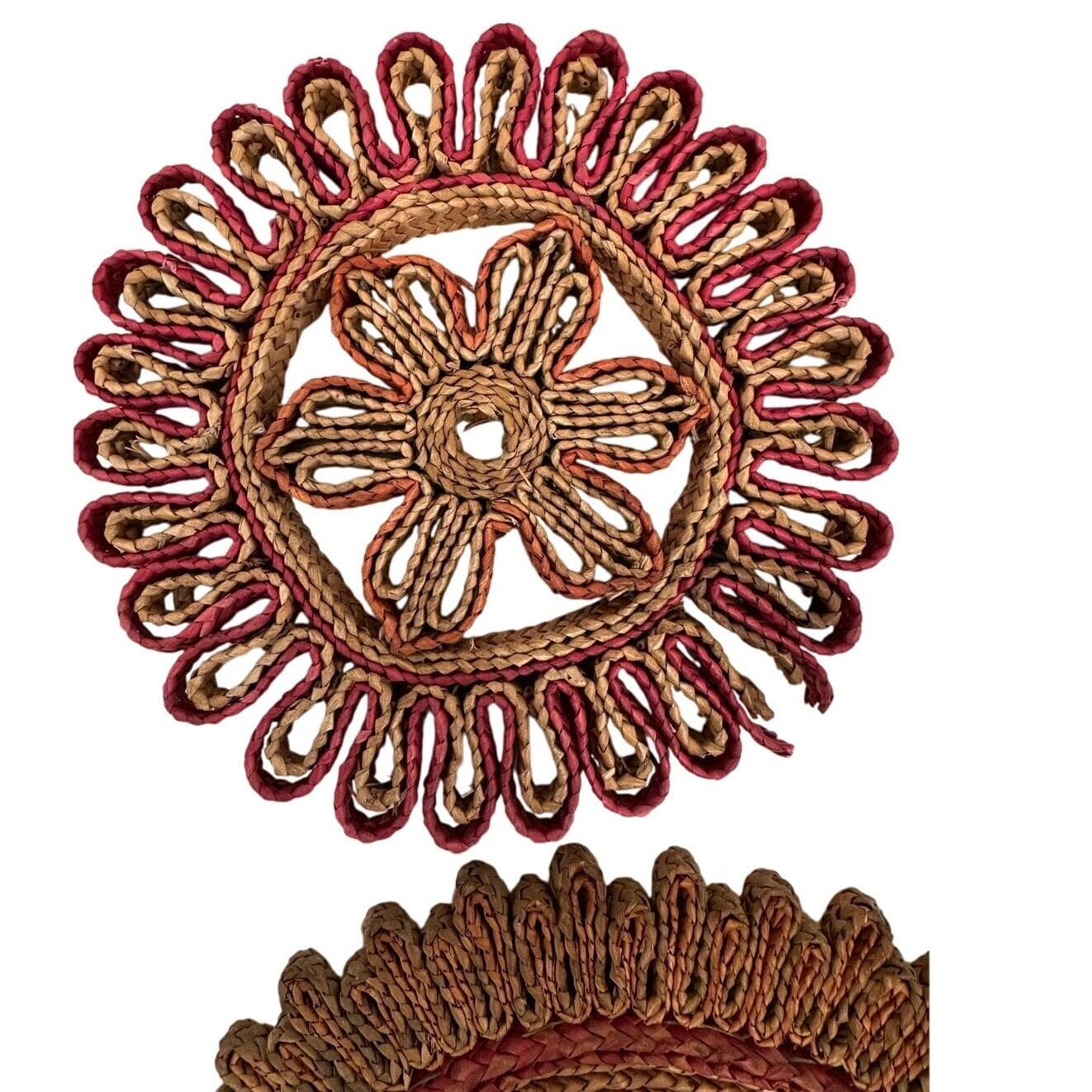 Rafia Straw Rattan Wicker Trivets Hot Pads-Set of 4! - Thumbnail 3