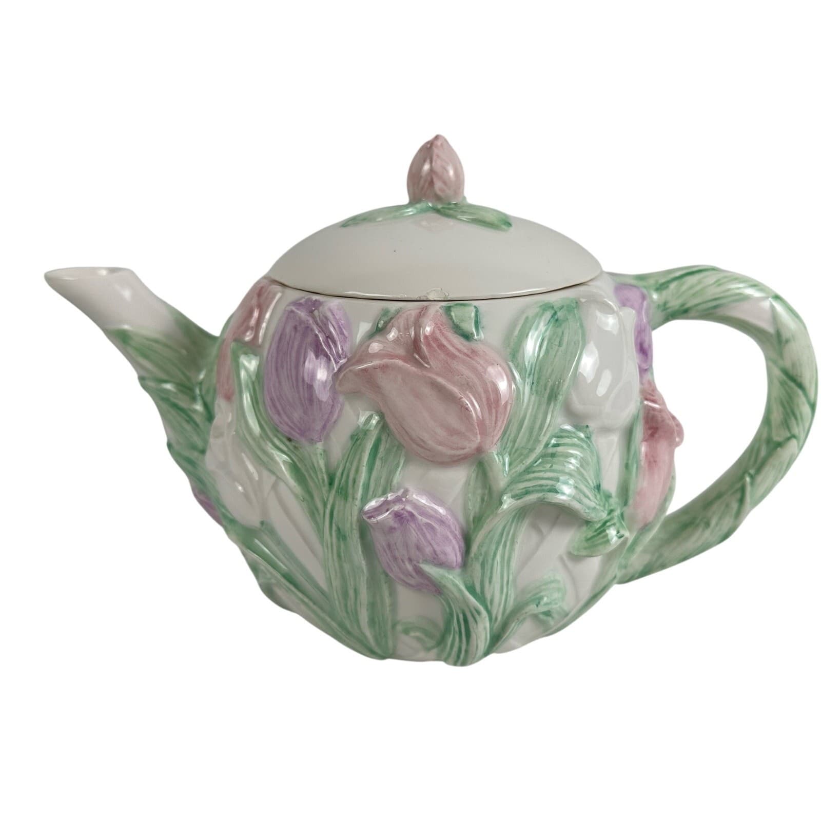 PAPEL Pink Tulip Teapot Sugar & Creamer 3 Piece Set - Thumbnail 2