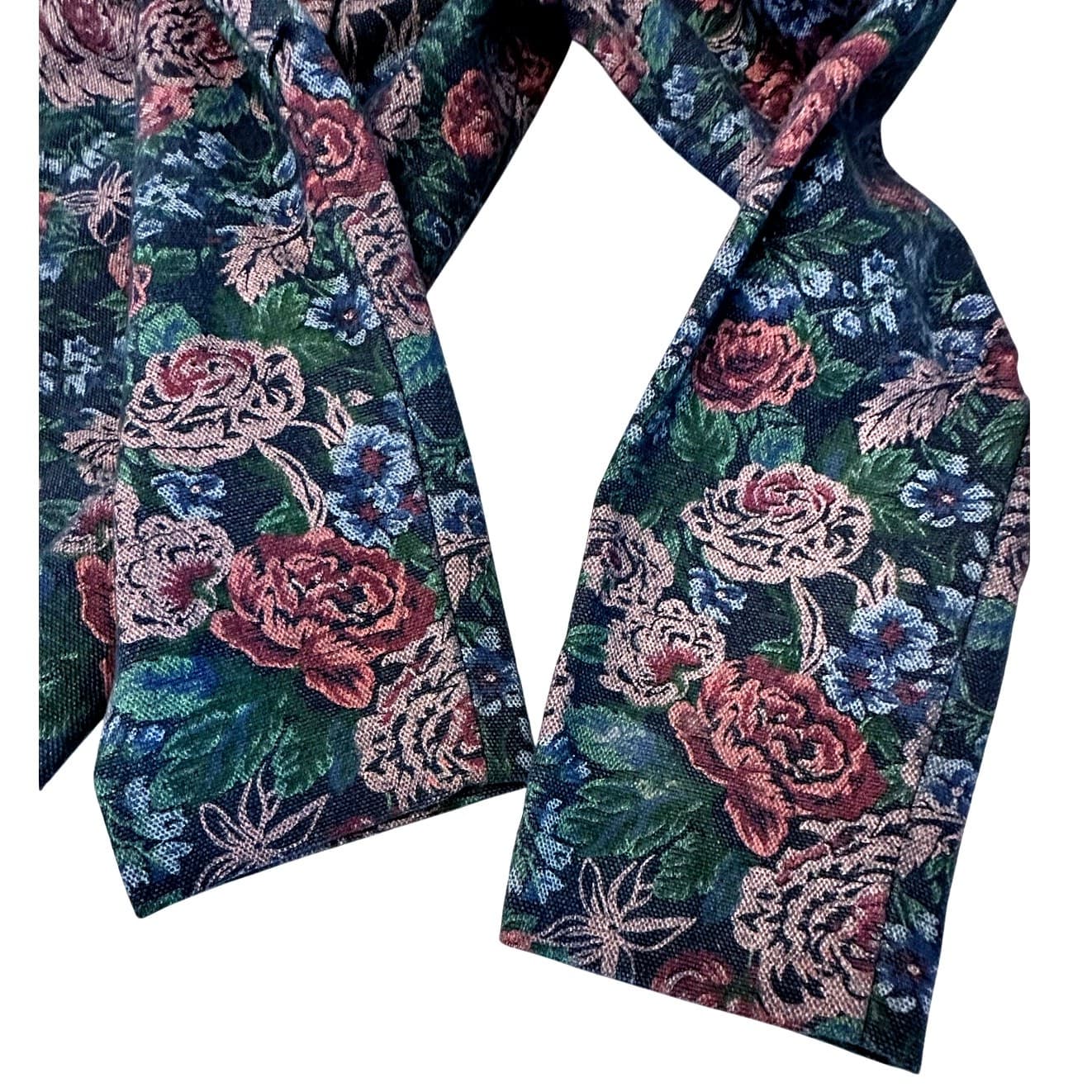 Handmade Floral Print Denim Dark Cabbage Rose Woman’s Jacket Very Good Condition - Thumbnail 6