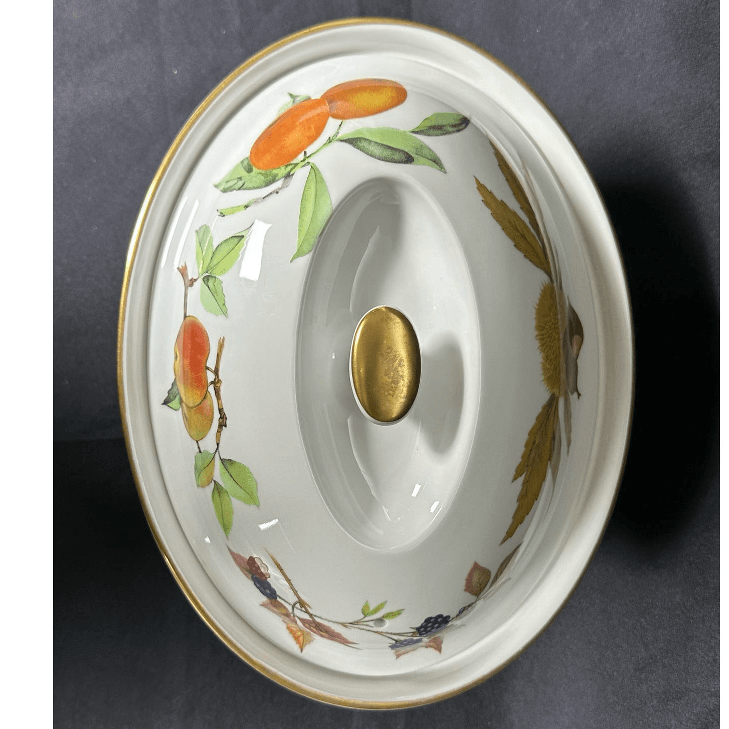 Royal Worcester EVESHAM Gold 2.5 QT Casserole with Lid England Vintage Retired - Thumbnail 18