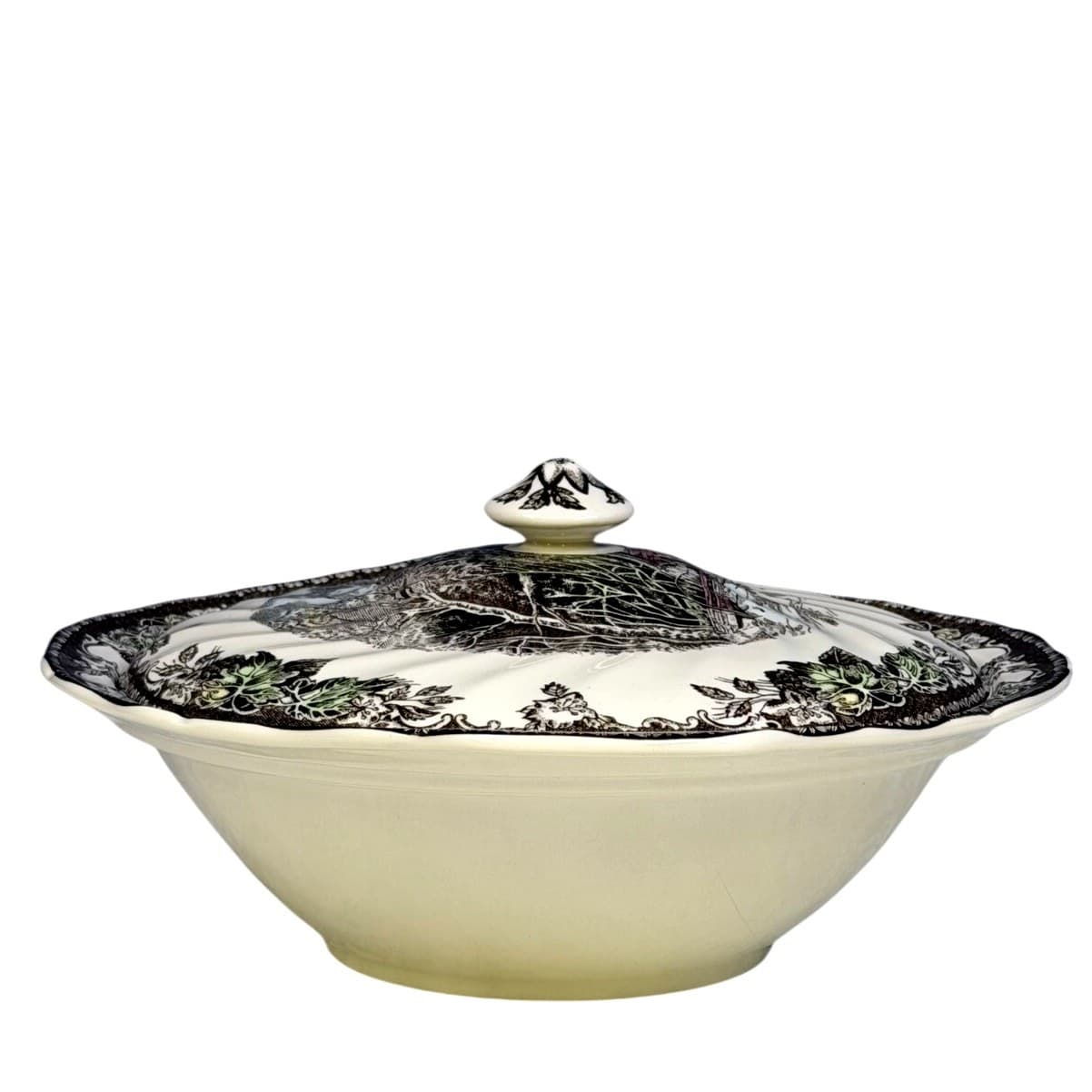 Johnson Bros Friendly Village England Covered Bridge Handled Serving Bowl w/Lid - Thumbnail 2