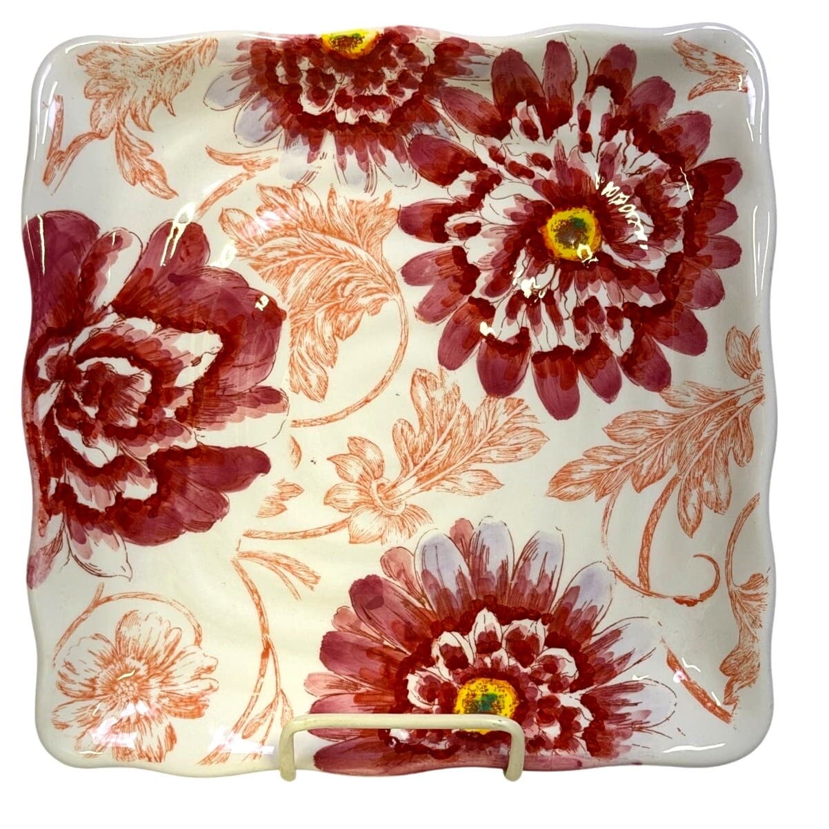 Maxcera Corp Retired 2009-2012 'Floral Toile' MXEFLTO 9" Square Luncheon Plate