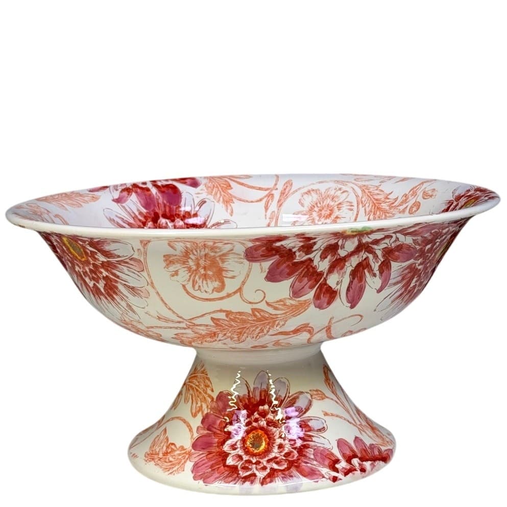 Maxcera Corp Retired 2009-2012 Floral Toile MXEFLTO 13" Footed Centerpiece Bowl - Thumbnail 2