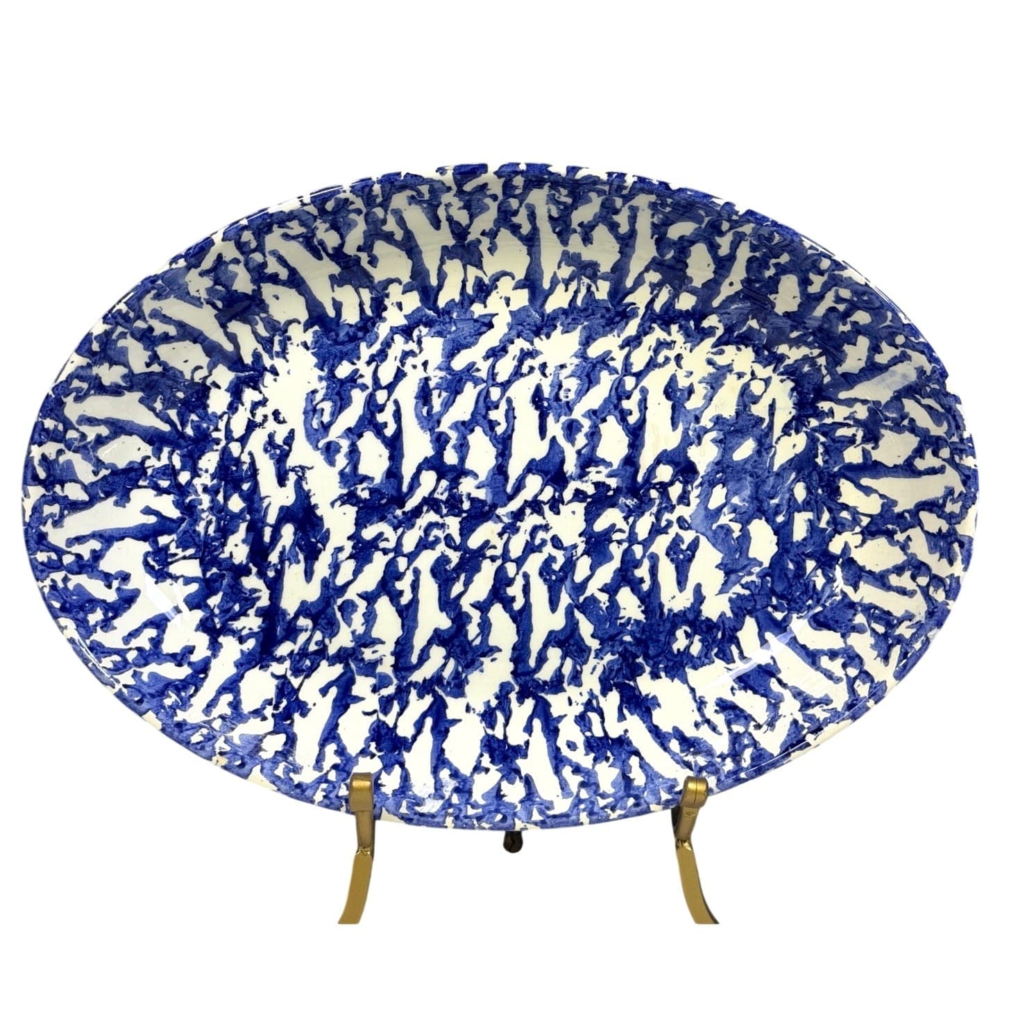 Leopoldo Piezi Stoviglierie Hand Painted Blue/White Italy 16" Serving Pasta Bowl