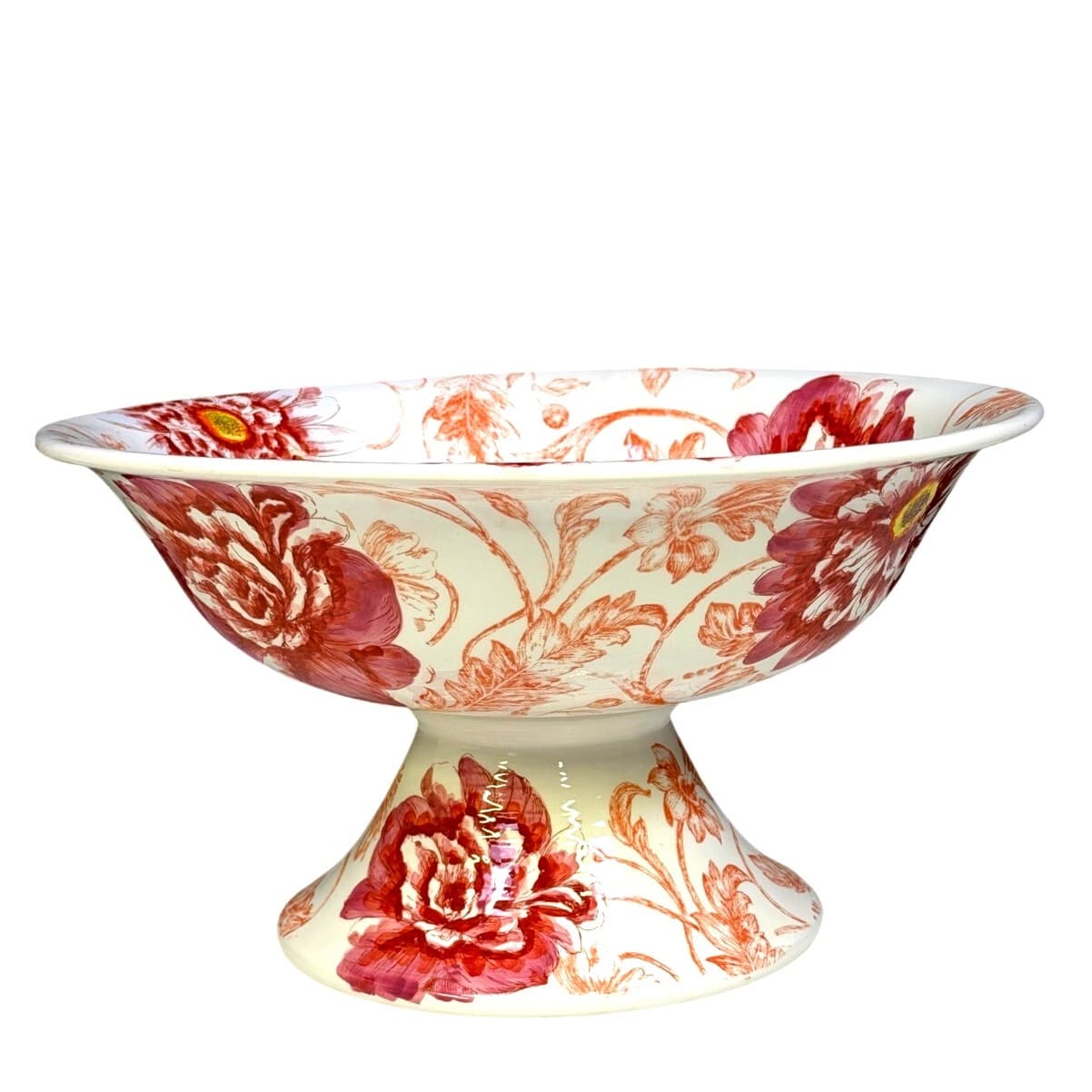 Maxcera Corp Retired 2009-2012 Floral Toile MXEFLTO 13" Footed Centerpiece Bowl - Thumbnail 4