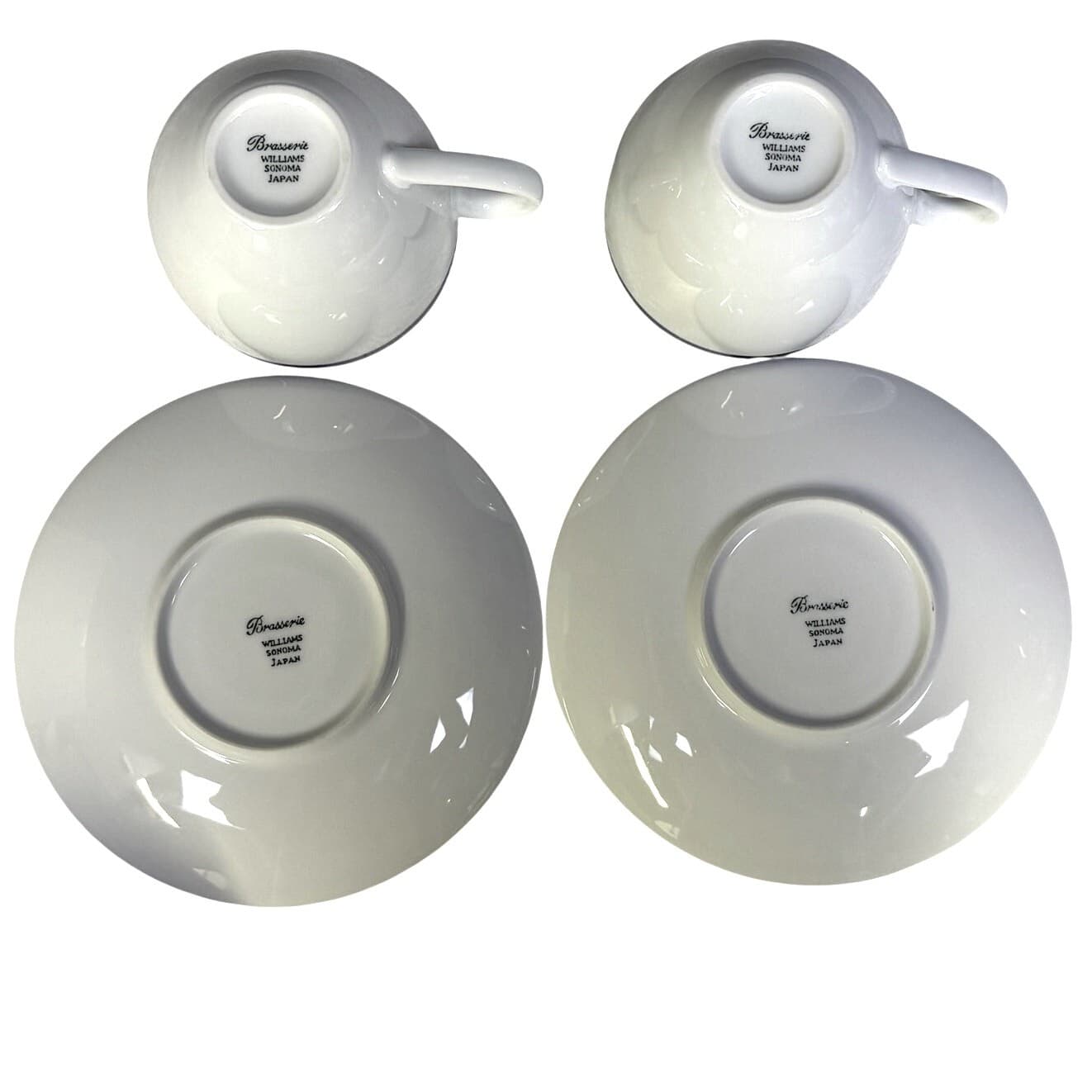 Williams Sonoma Japan 2006-2023 Brasserie Blue Band Flat Cups/Saucers-Set of 2 - Thumbnail 6