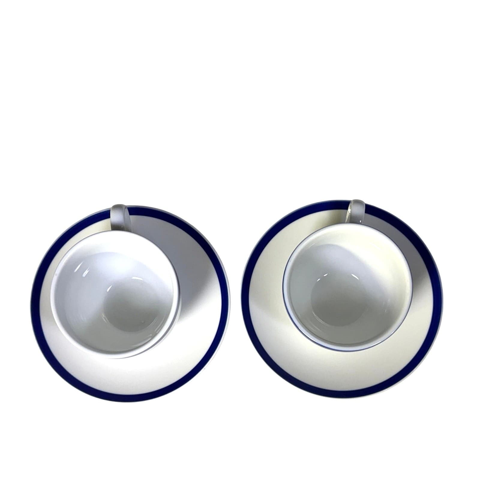 Williams Sonoma Japan 2006-2023 Brasserie Blue Band Flat Cups/Saucers-Set of 2 - Thumbnail 5